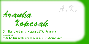 aranka kopcsak business card